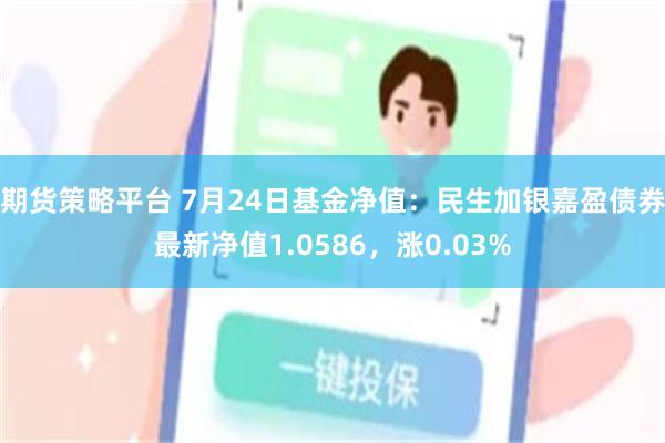 期货策略平台 7月24日基金净值：民生加银嘉盈债券最新净值1.0586，涨0.03%