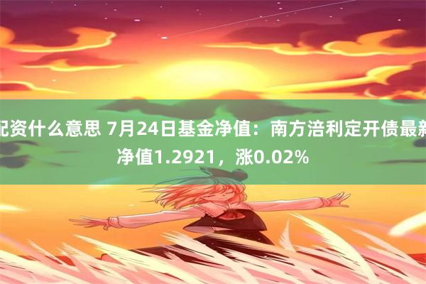 配资什么意思 7月24日基金净值：南方涪利定开债最新净值1.2921，涨0.02%